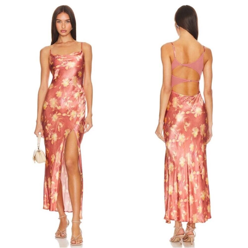 BEC + BRIDGE Margot Split Lumen Floral Red Midi Dress Size 10